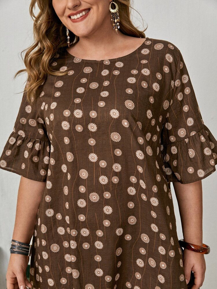 Plus Print Smock Dress
