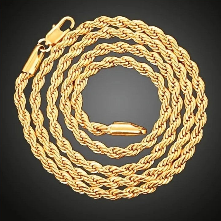 Collar chapado en oro de 2 piezas de 18 quilates para hombres y mujeres
