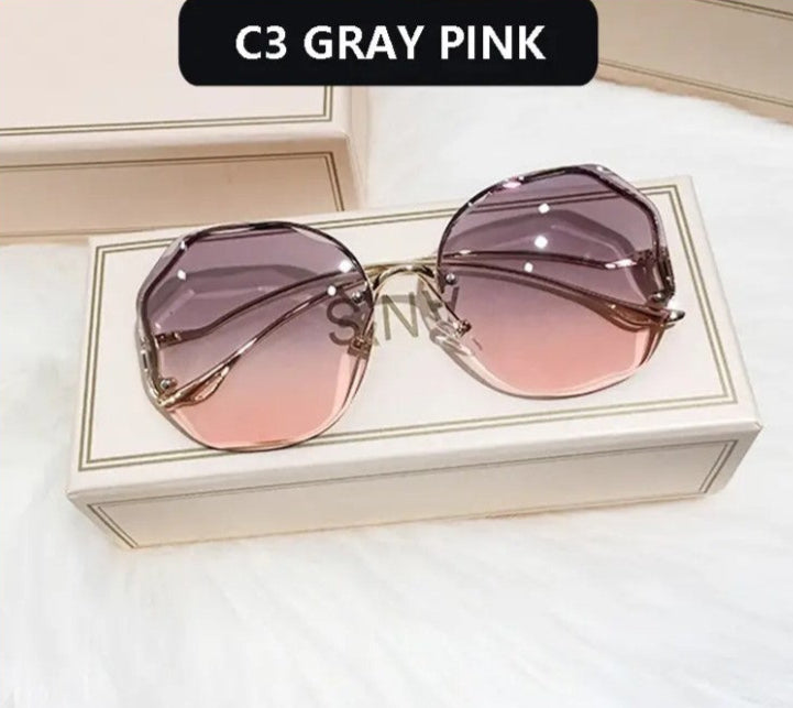 Fashion Women Sunglasses Metal Oversized Square