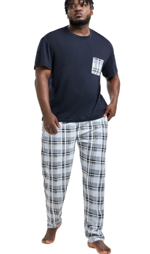 Conjunto de pijama a cuadros para hombre de tallas extendidas