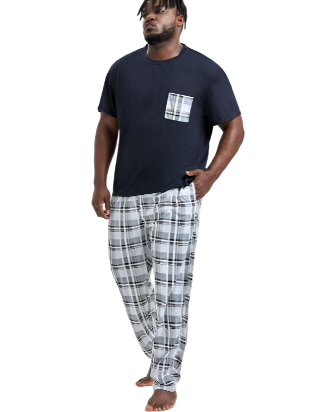Conjunto de pijama a cuadros para hombre de tallas extendidas