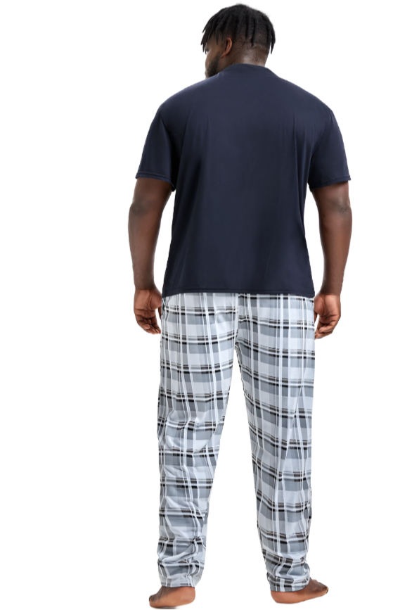 Extended Sizes Men Plaid PJ Set