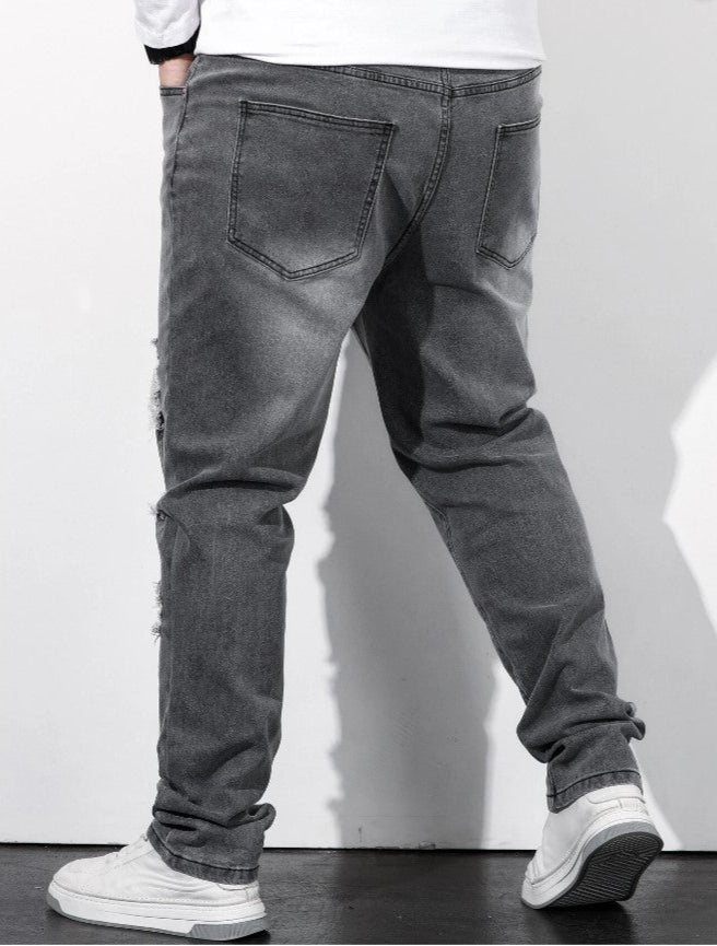 Extended Sizes Ripped Straight Leg Jeans