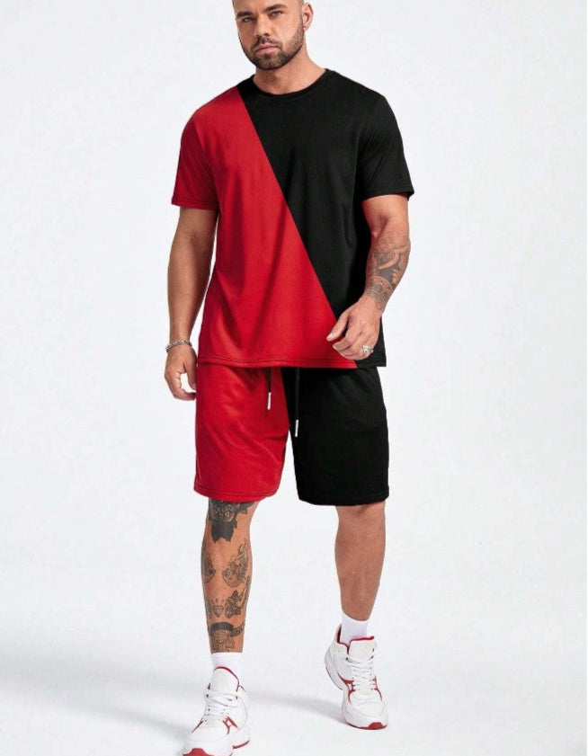 Extended Sizes Men Two PC Tee & Drawstring Shorts