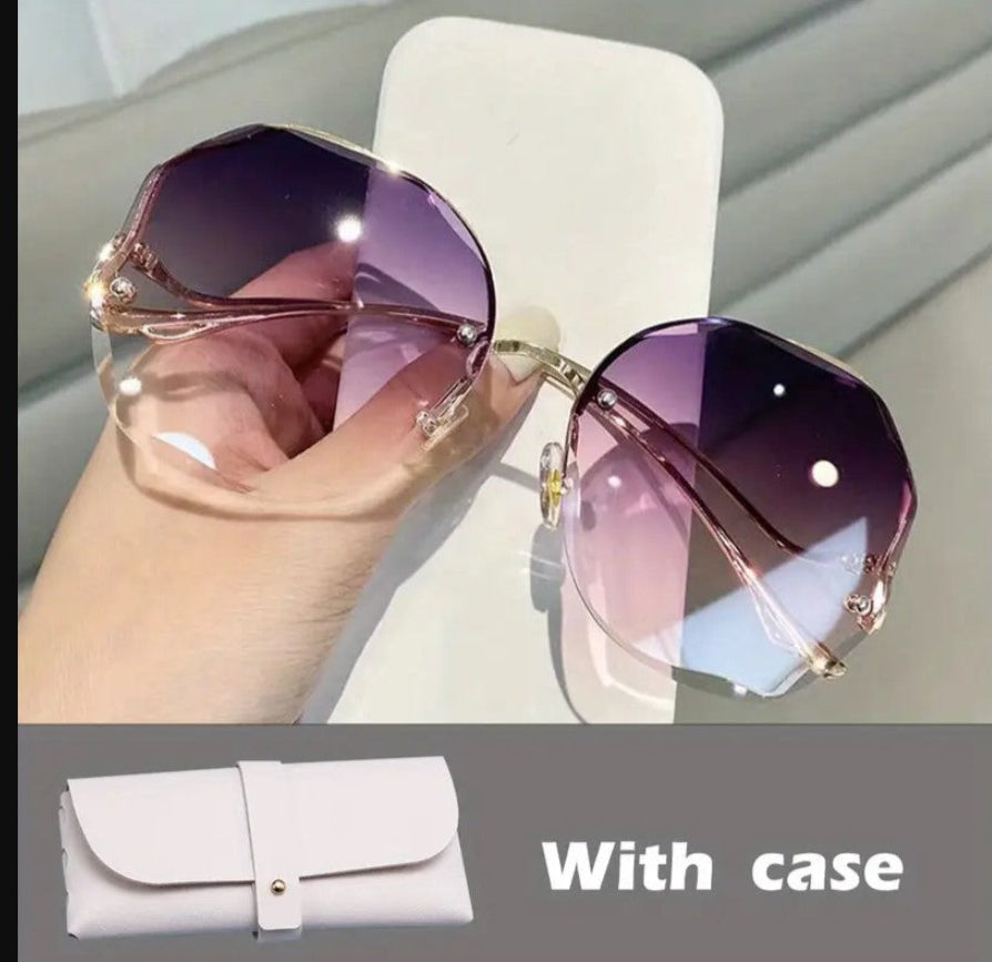 Fashion Sunglasses Metal UV400 Vintage Design W/Case