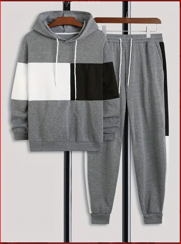 Men's 2 PC Hooded Sweatshirt Pullover Hoodies and Drawstring Sweatpants