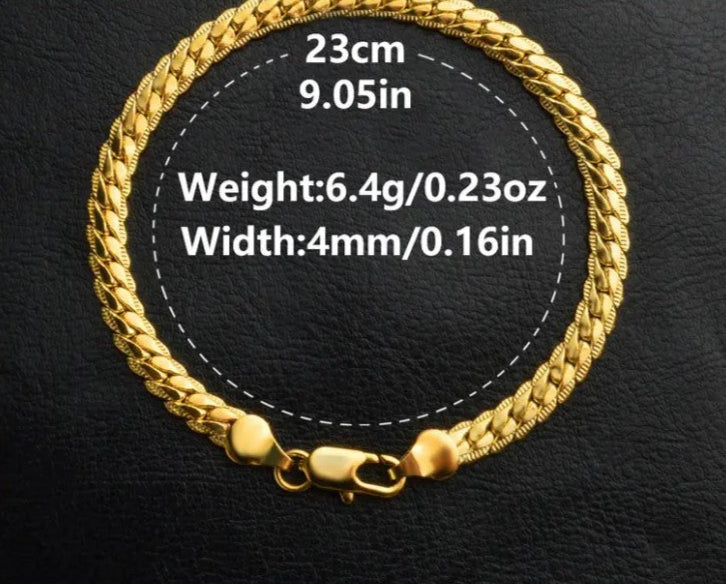 Pulsera de cadena de vértebras planas para hombre