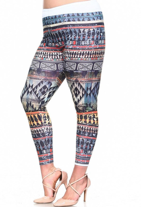 Multi Printed Teal Leggings