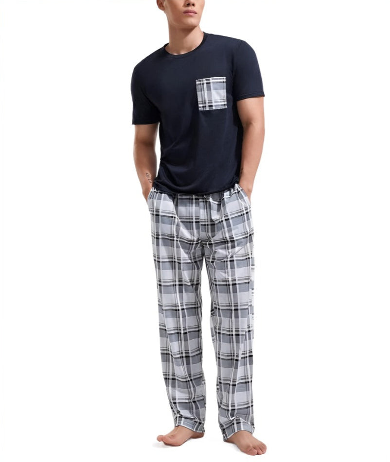 Conjunto de pijama a cuadros para hombre de tallas extendidas