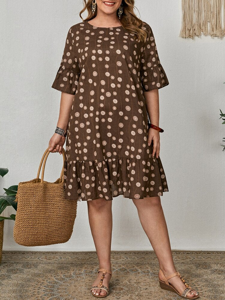 Plus Print Smock Dress
