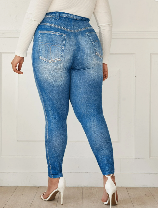 Butterfly Imitation Denim Leggings