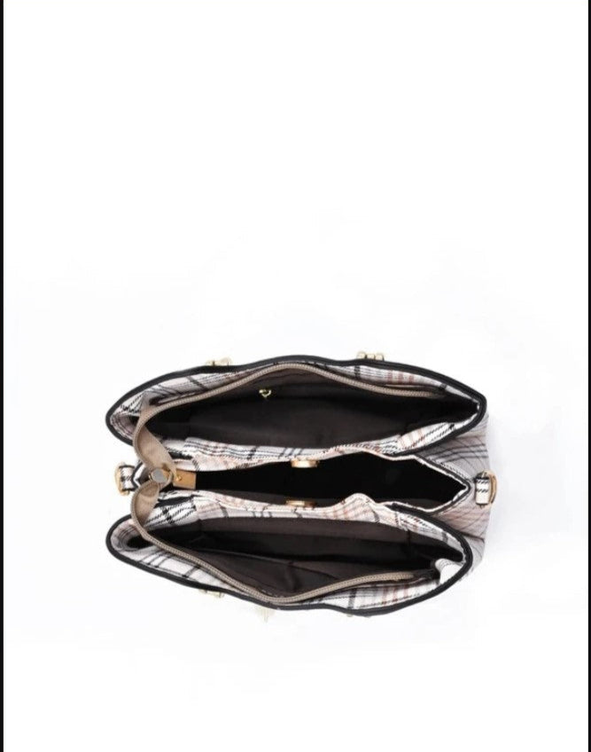 Plaid Pattern Square Bag Medium Bag Charm Decor