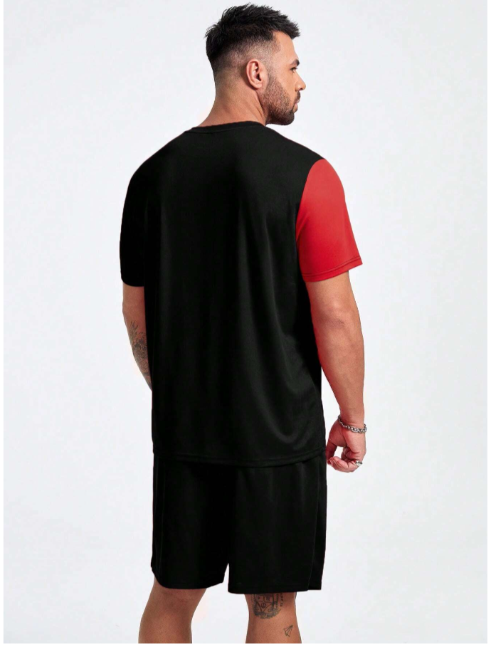Extended Sizes Men Two PC Tee & Drawstring Shorts