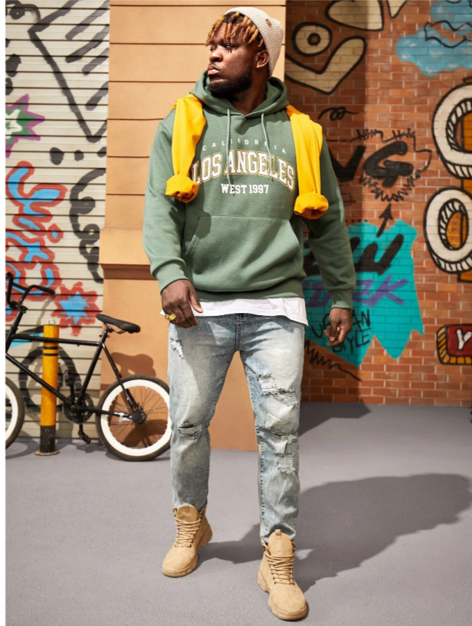 Men Ripped Slim Straight Jeans