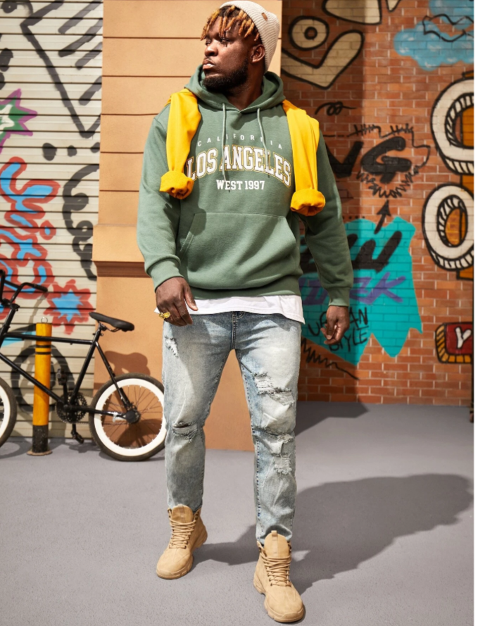 Men Ripped Slim Straight Jeans