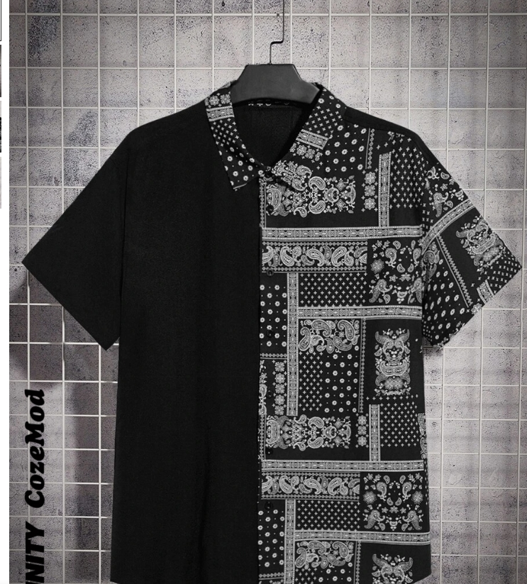 Tallas extendidas Camisa con estampado de cachemira para hombre