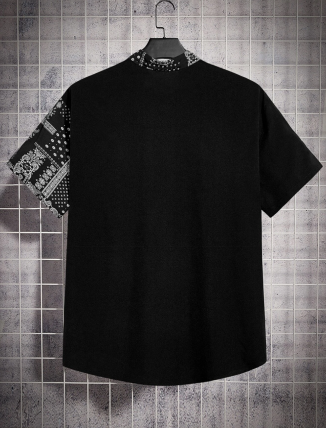 Extended Sizes Men Paisley Print Shirt