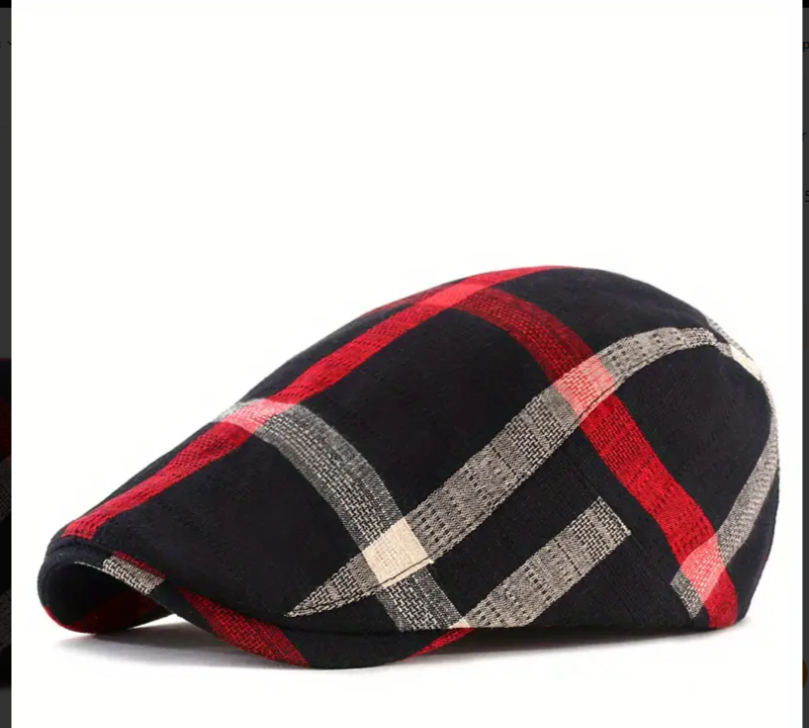 Men's Plaid Striped Irish Cap Vintage Beret