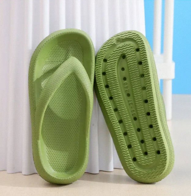 Women's Platform Slippers, Solid Color Indoor Flip Flops