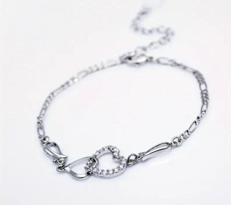 Women Hollow Love Hearty Chain Anklet Rhinestone