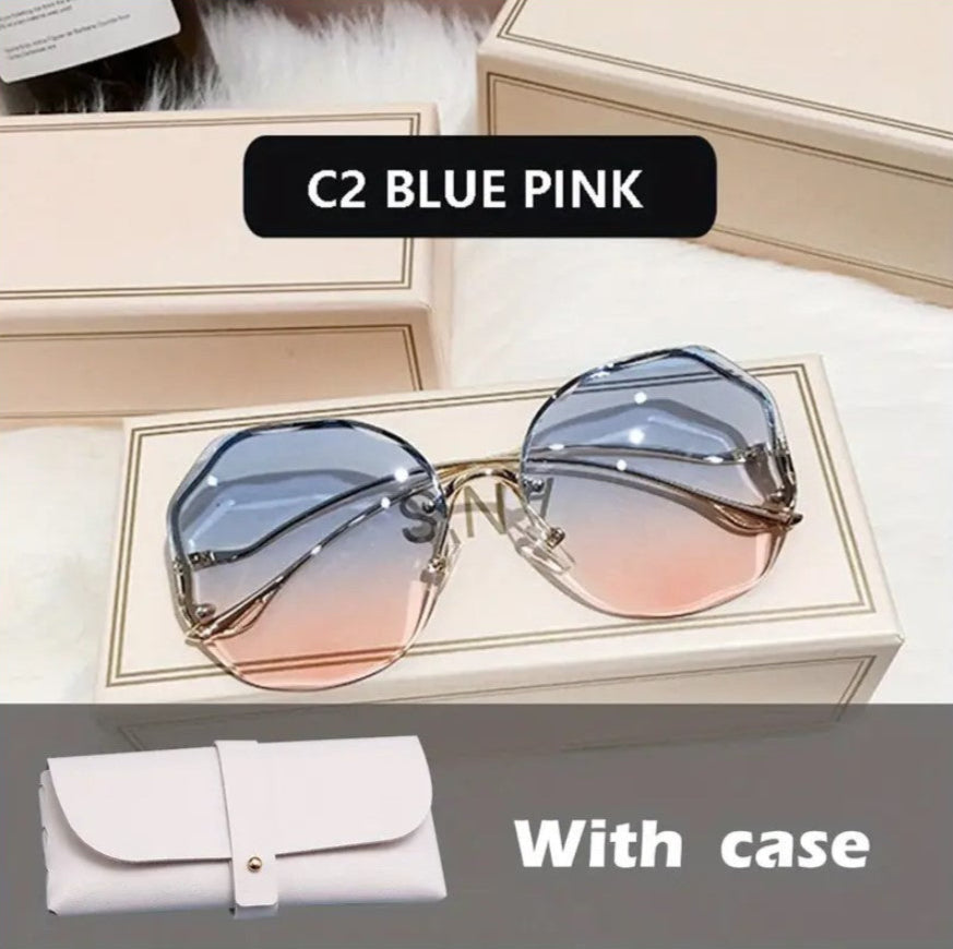 Fashion Sunglasses Metal UV400 Vintage Design W/Case