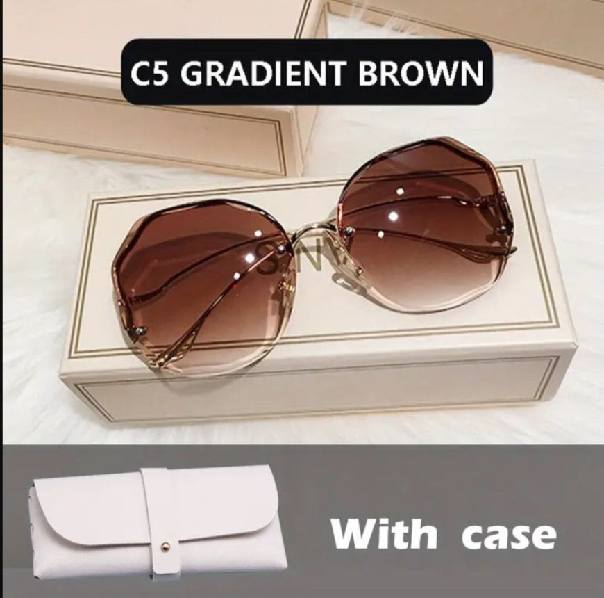 Fashion Sunglasses Metal UV400 Vintage Design W/Case