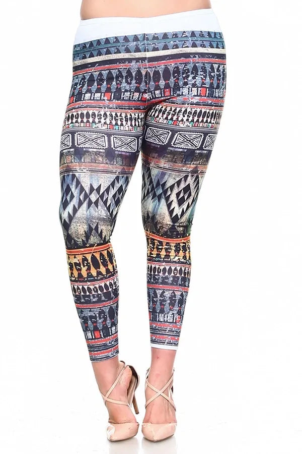 Multi Printed Teal Leggings