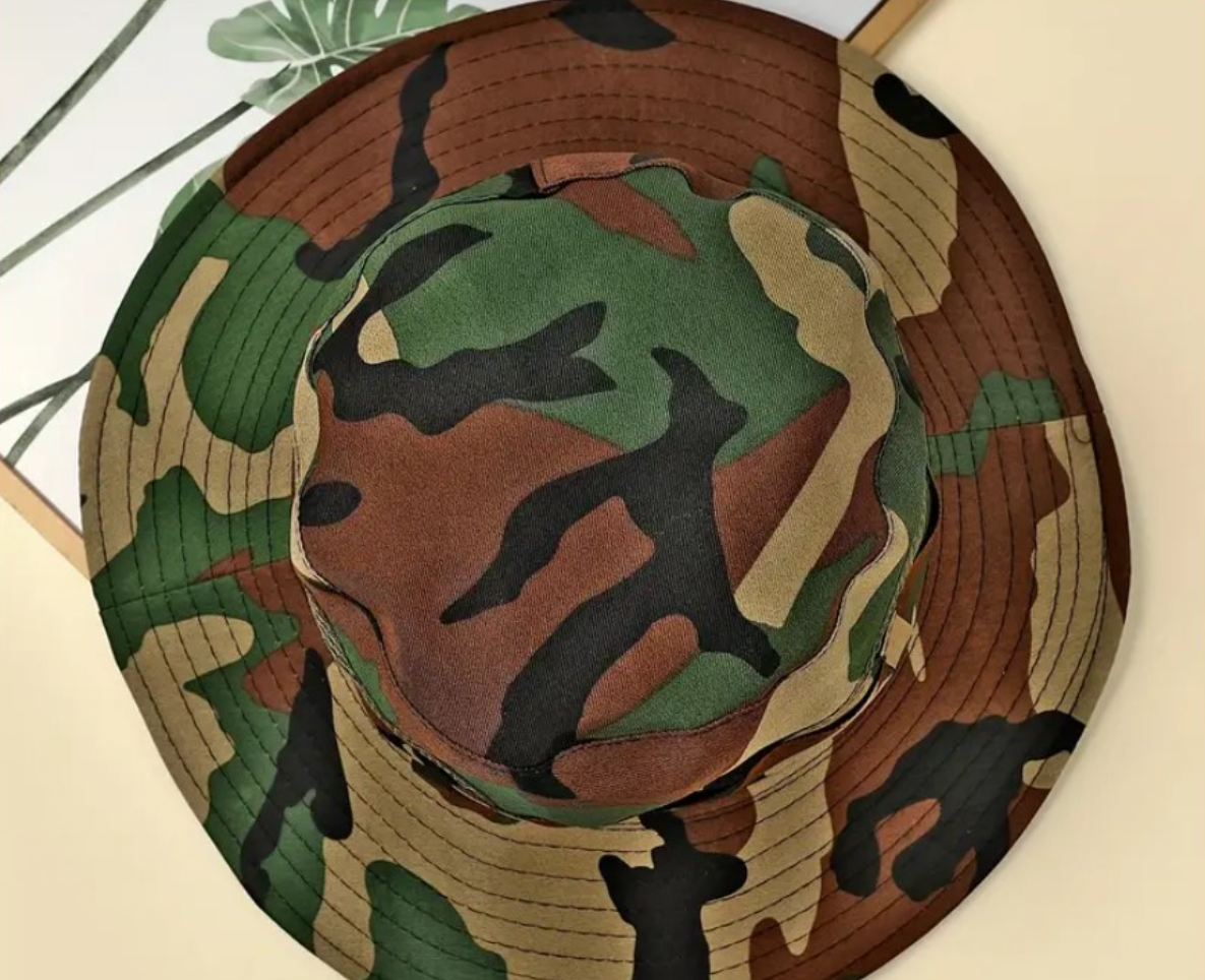Men Adjustable Outdoor Camouflage Bucket Hat