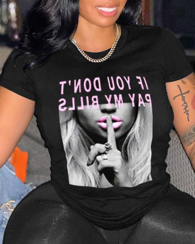 Slogan Letter Casual T-shirt