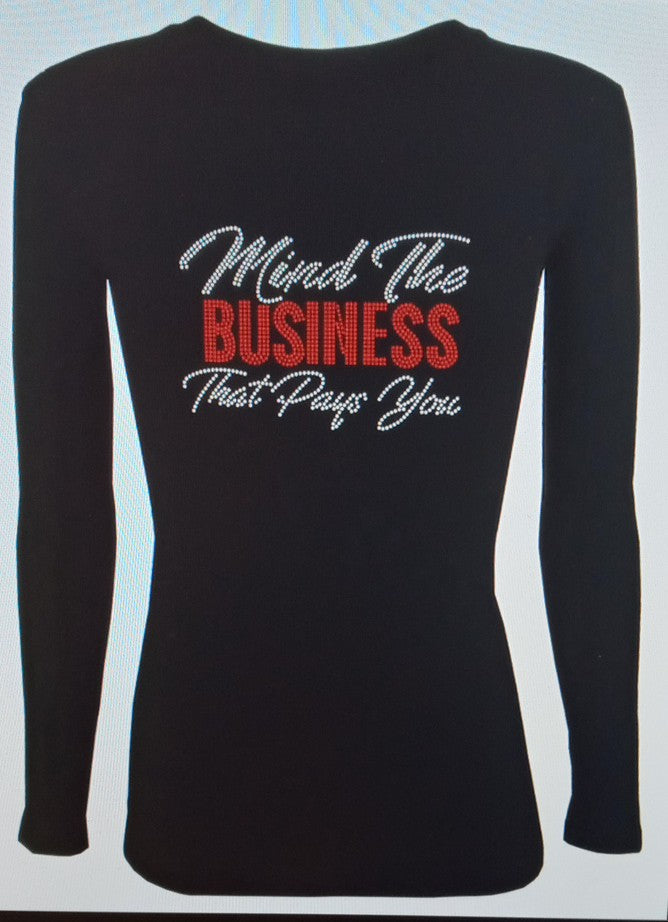 Rhinestone Letter Pattern Long Sleeve Casual Top