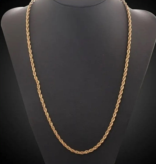 Collar chapado en oro de 2 piezas de 18 quilates para hombres y mujeres 