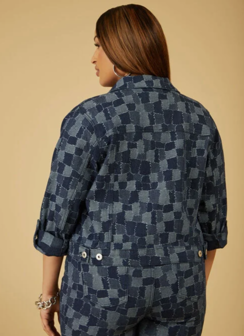 Cuffed Patchwork Slim Jean Jacket