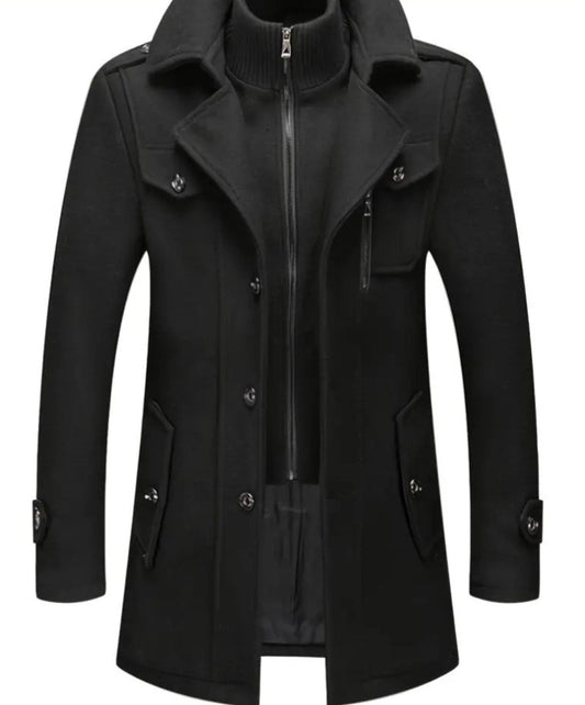Abrigo de lana de negocios Chaqueta con cuello doble 