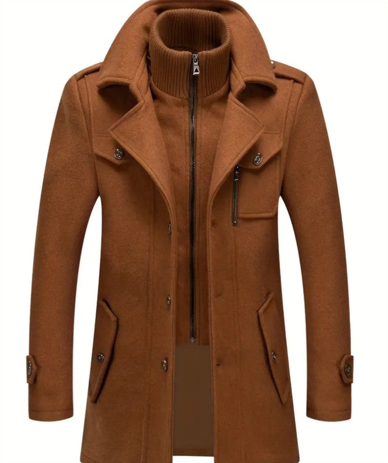 Business Woolen Coat Double Collar Jacket