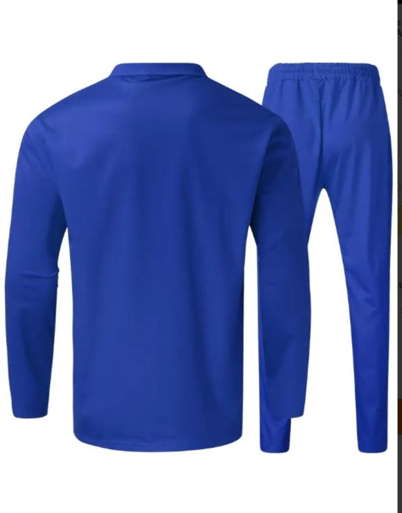 Men's 2pcs Sports Wear, Polo Long-Sleeved Shirt