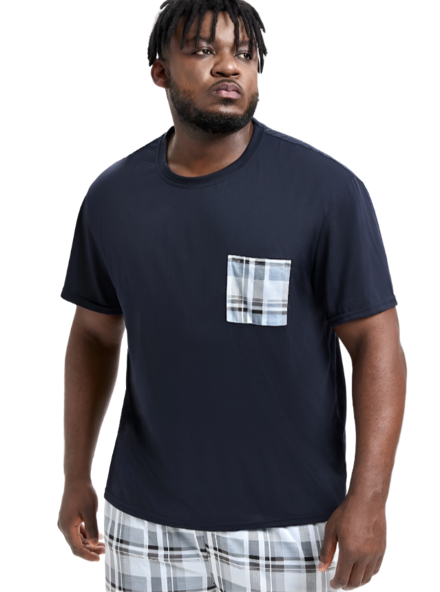 Conjunto de pijama a cuadros para hombre de tallas extendidas 