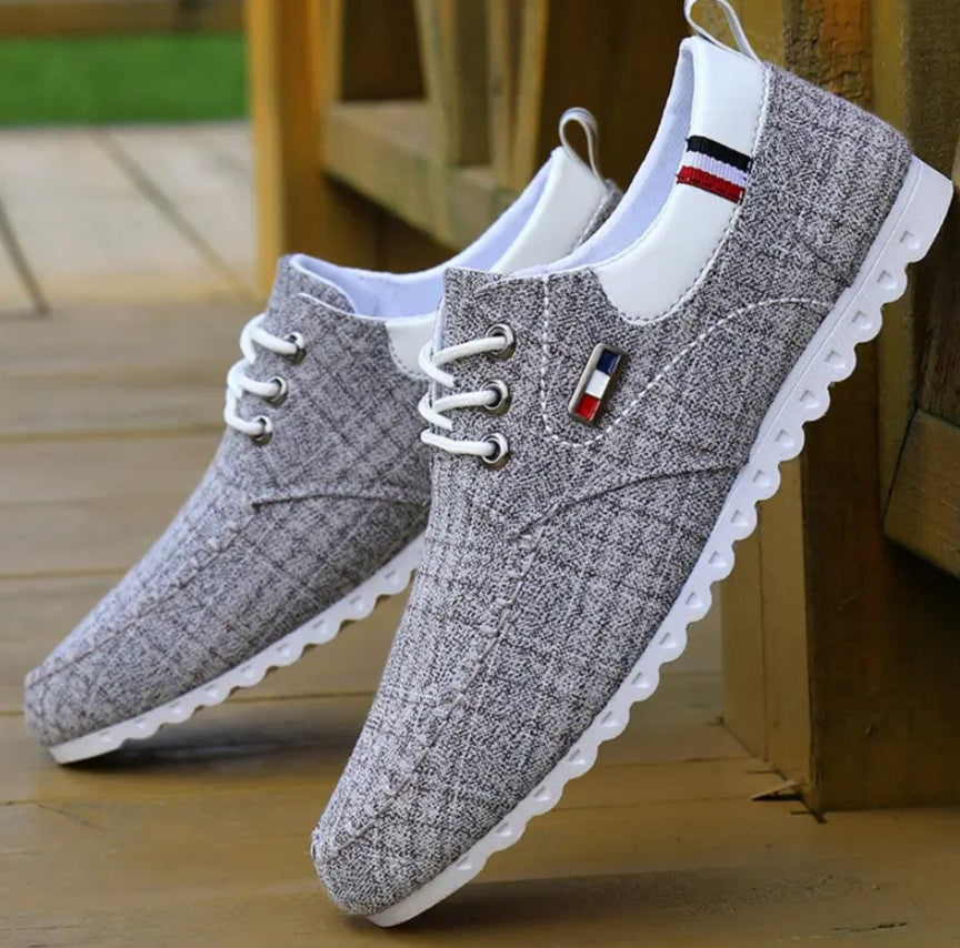 Zapatos de lona tipo mocasín a cuadros, primavera y verano 