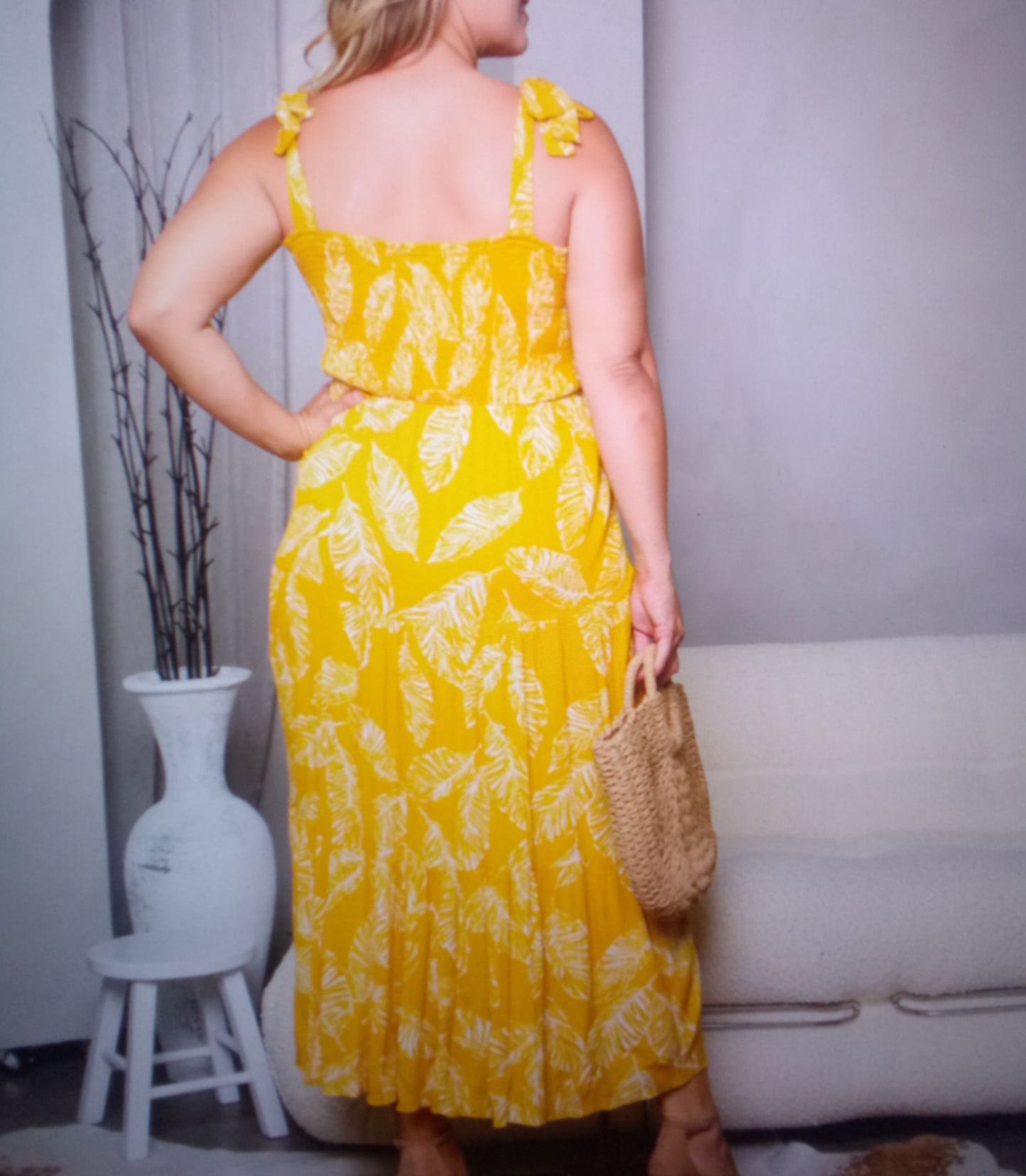 Smock Leaf Maxi Dress