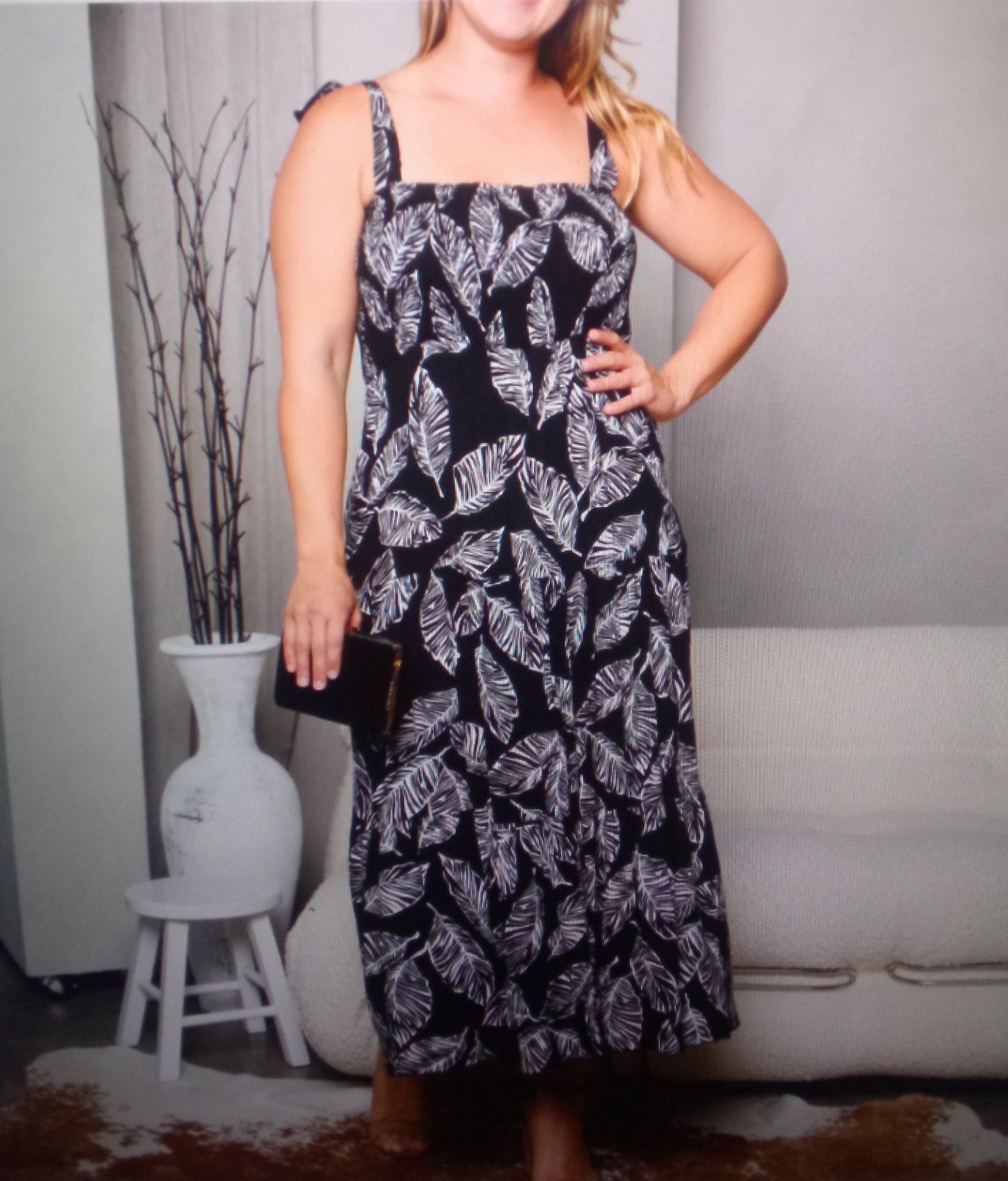 Smock Leaf Maxi Dress