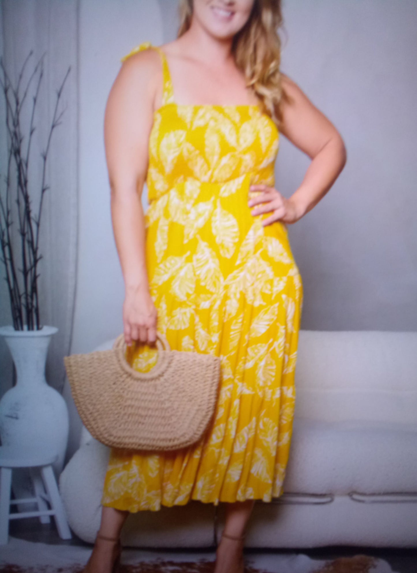 Smock Leaf Maxi Dress