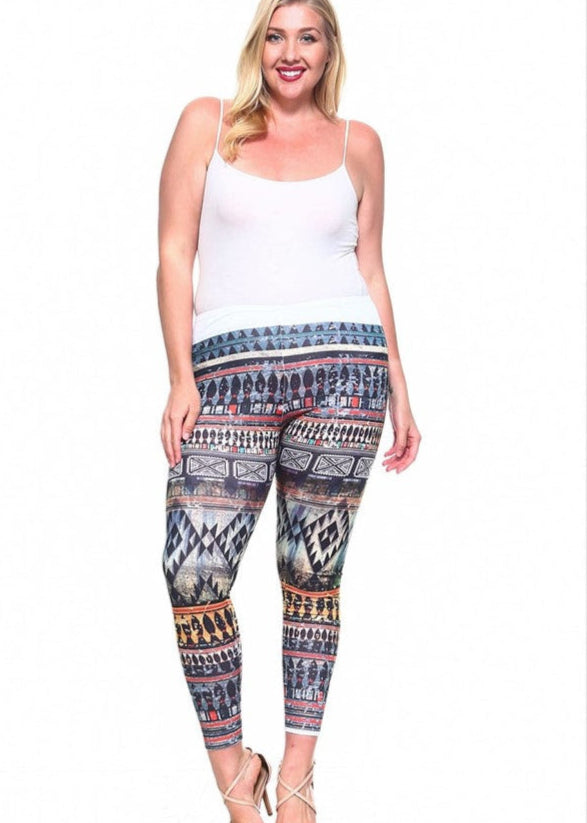 Multi Printed Teal Leggings