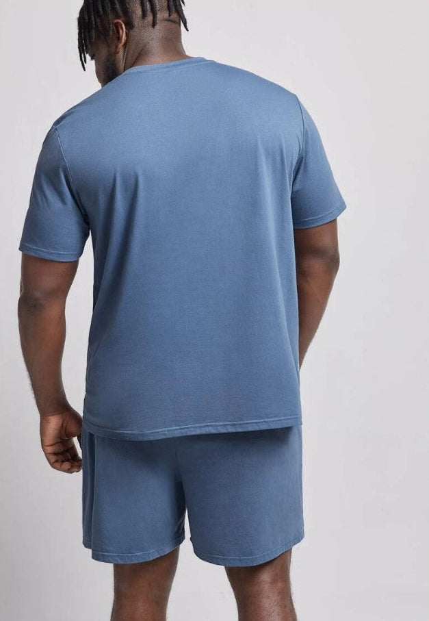 Extended Sizes Men Patched Detail Colorblock PJ Set