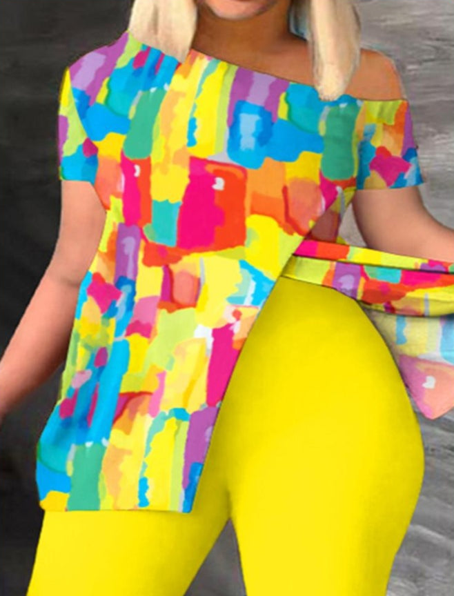 Plus Size Tie Dye Top & Pants Set