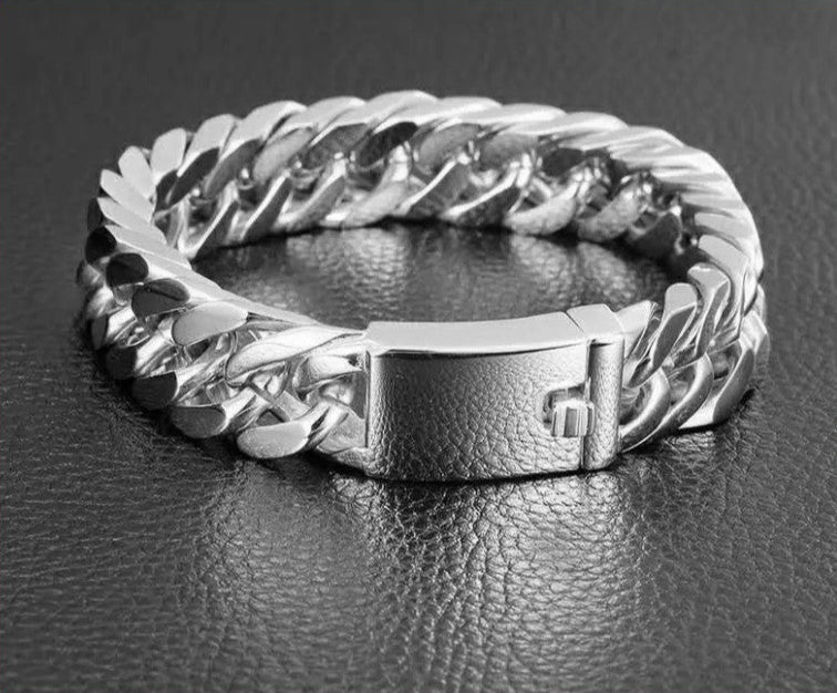 Men's Fashion Golden-Silver Plated 10mm Bracelet