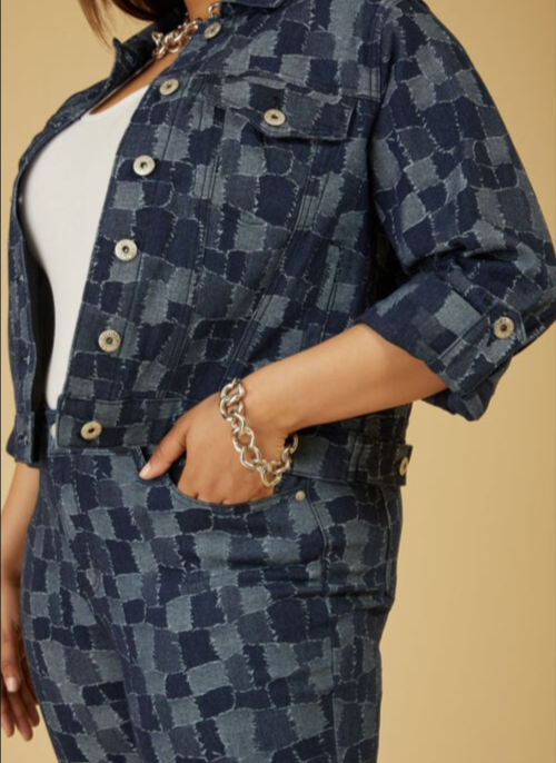 Cuffed Patchwork Slim Leg Jeans