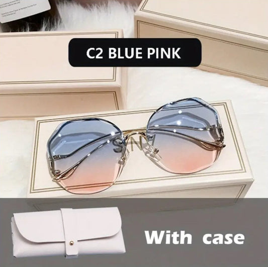 Fashion Sunglasses Metal UV400 Vintage Design W/Case
