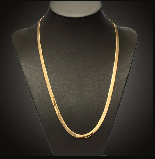 1 pieza Collar con hueso de serpiente en forma de espiga plano chapado en oro