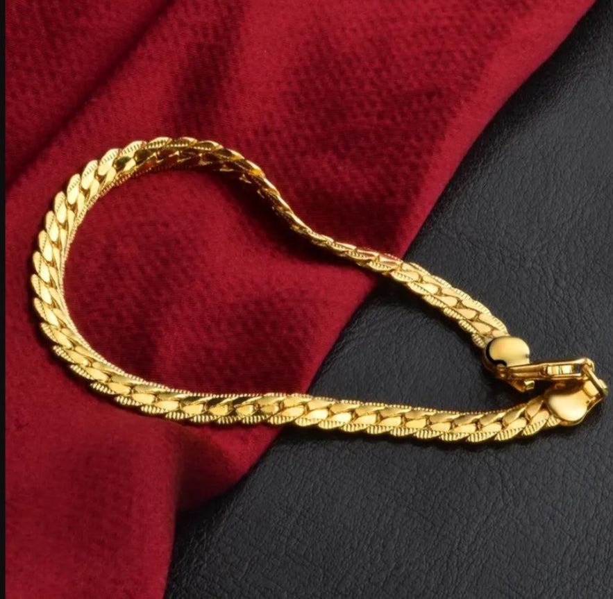 Pulsera de cadena de vértebras planas para hombre 