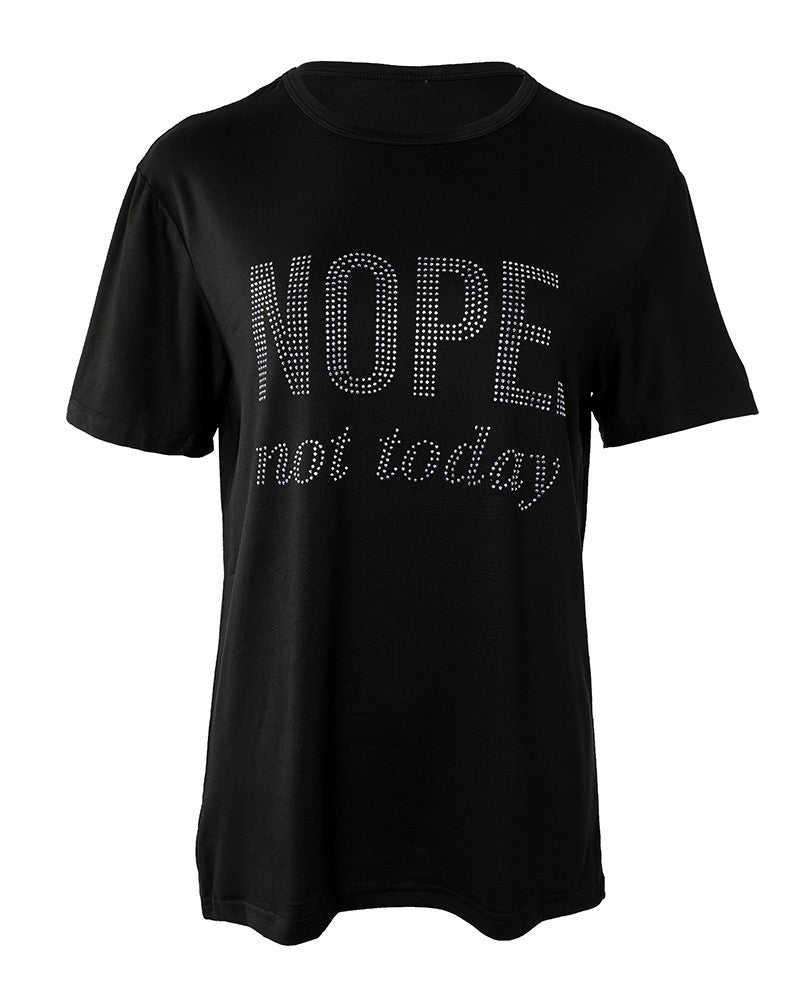 Short Sleeve Rhinestone Letter Pattern T-shirt